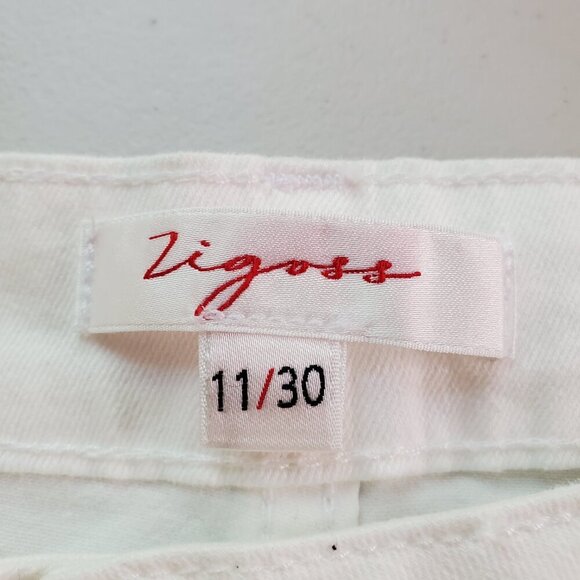 NWT VIGOSS SZ 11/30 High Rise Cropped Wide Leg Jeans w/Matching Belt in White - Picture 4 of 10